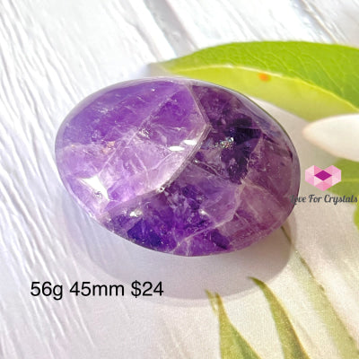 Chevron Amethyst Palm Stone (Brazil) 56G 45Mm Polished Crystals