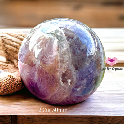 Chevron Amethyst Sphere (Brazil) With Wooden Stand 205G 50Mm