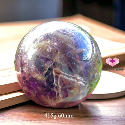 Chevron Amethyst Sphere (Brazil) With Wooden Stand 415G 60Mm