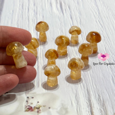 Citrine Mushroom Carved Crystal 15Mm Polished Crystal