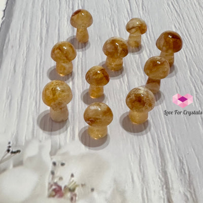 Citrine Mushroom Carved Crystal 15Mm Polished Crystal