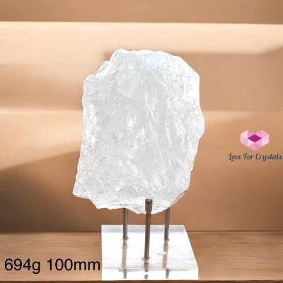 Clear Quartz Natural Raw With Acrylic Stand (Large) Brazil (Aaa Grade) 694G 100Mm Crystal