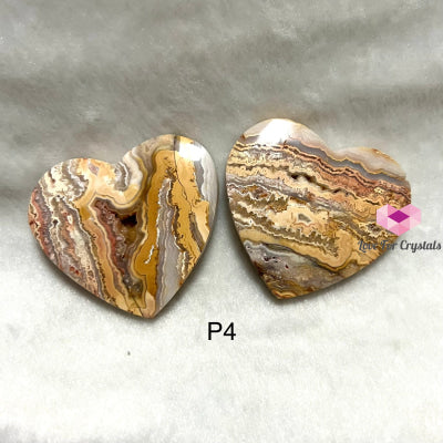 Crazy Lace Agate Hearts (Handcarved) P4 Pair Of Carved Crystal