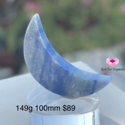 Crescent Moon Carved Blue Quartz Crystal (Brazil) 149G 100Mm