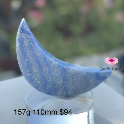 Crescent Moon Carved Blue Quartz Crystal (Brazil) 157G 110Mm