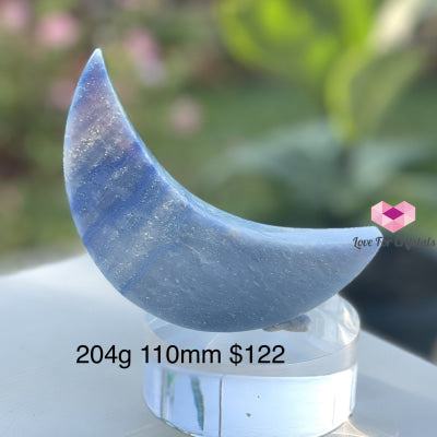 Crescent Moon Carved Blue Quartz Crystal (Brazil) 204G 110Mm