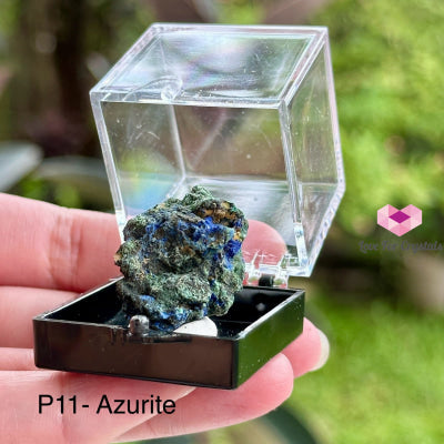 Crystal Mineral Specimen In A Box (35Mm Box) Photo 11- Azurite Raw Crystals