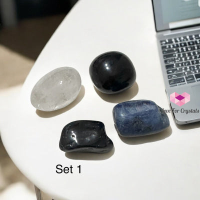 Cyber Protection Crystal Set (Black Tourmaline Kyanite Obsidian Clear Quartz) Sets