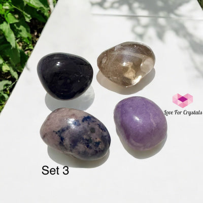 Digital Burnout Recovery Crystal Set (Amethyst Lepidolite Smoky Quartz & Blue Sodalite) 3 Sets