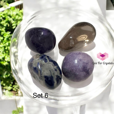 Digital Burnout Recovery Crystal Set (Amethyst Lepidolite Smoky Quartz & Blue Sodalite) 6 Sets