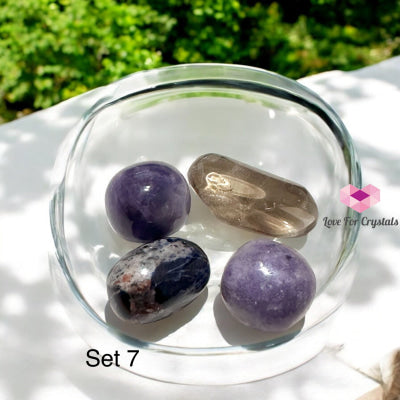 Digital Burnout Recovery Crystal Set (Amethyst Lepidolite Smoky Quartz & Blue Sodalite) 7 Sets