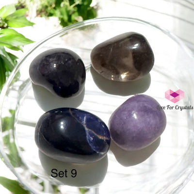 Digital Burnout Recovery Crystal Set (Amethyst Lepidolite Smoky Quartz & Blue Sodalite) 9 Sets