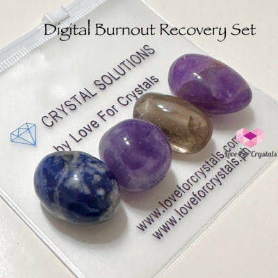 Digital Burnout Recovery Crystal Set (Amethyst Lepidolite Smoky Quartz & Blue Sodalite) Sets