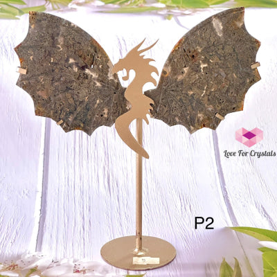 Dragon Wings Crystals On Metal Stand Photo 2 Silver Pyrite