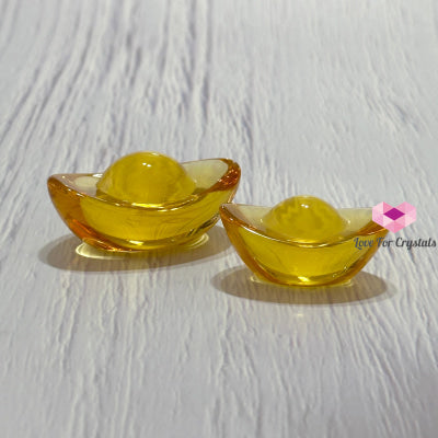 Feng Shui Golden Ingot Charm (Luili Glass) 4Cm Per Piece