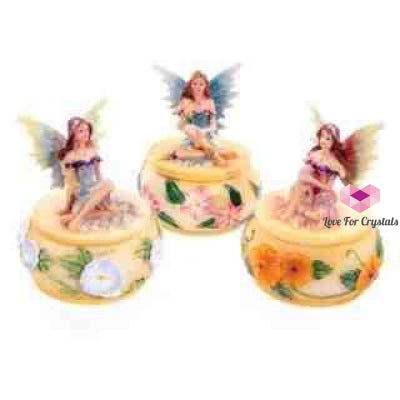 Flower Fairy Round Yellow Trinket Box