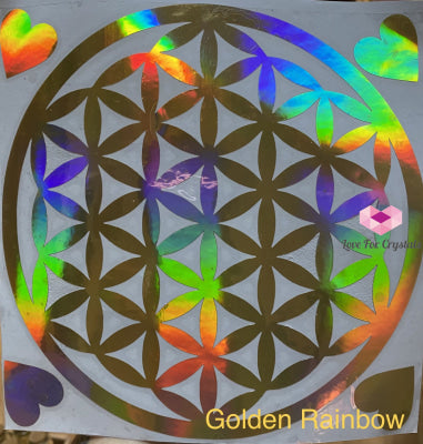 Flower Of Life/ Sri Yantra Vinyl Sticker 14.5Cm Life Golden Rainbow Metaphysical Tool