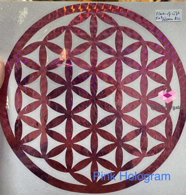 Flower Of Life/ Sri Yantra Vinyl Sticker 14.5Cm Life Pink Hologram Metaphysical Tool