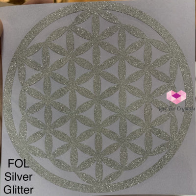 Flower Of Life/ Sri Yantra Vinyl Sticker 14.5Cm Life Silver Glitter Metaphysical Tool