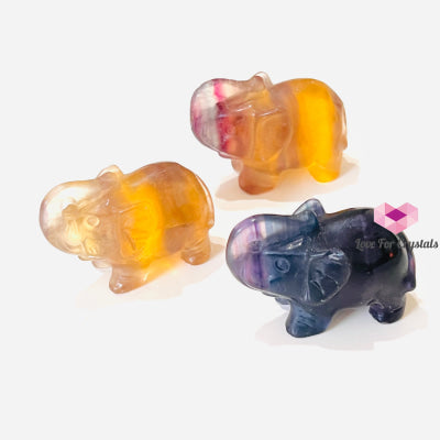 Fluorite Carved Elephants 50Mm