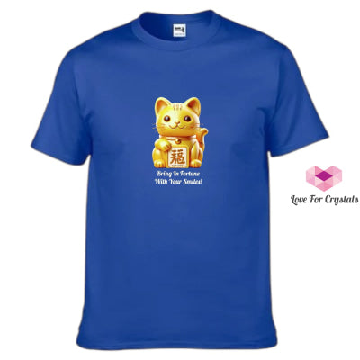 Golden Fortune Cat (Shirts of Fortune) by Fort M Treasures Navy Blue S