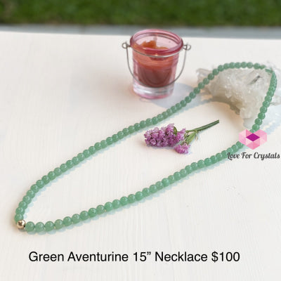 Geeen Aventurine 15 Necklace With 14K Gold-Filled Bead Pendants & Necklaces