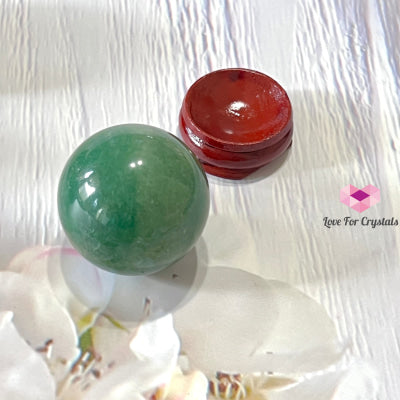 Green Aventurine Spheres 30-40Mm Series With Wooden Stand 30-35Mm Per Piece