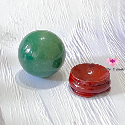 Green Aventurine Spheres 30-40Mm Series With Wooden Stand