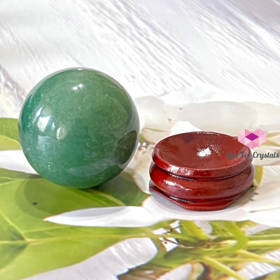 Green Aventurine Spheres 30-40Mm Series With Wooden Stand 40Mm Per Piece