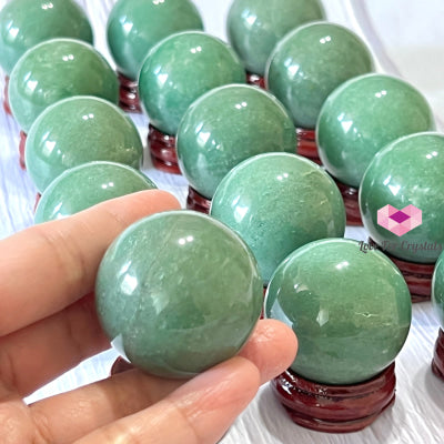 Green Aventurine Spheres 30-40Mm Series With Wooden Stand