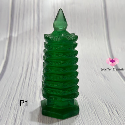 Green Obsidian 9-Tier Pagoda 4 Photo 1 Polished Crystals