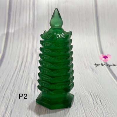 Green Obsidian 9-Tier Pagoda 4 Photo 2 Polished Crystals