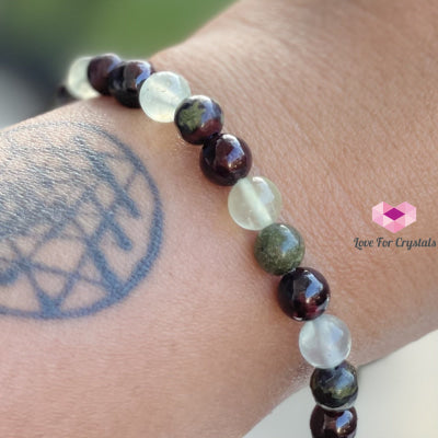 Healing Crystal 6Mm Bracelet (Bloodstone Prehnite And Garnet) Bracelets & Bangles