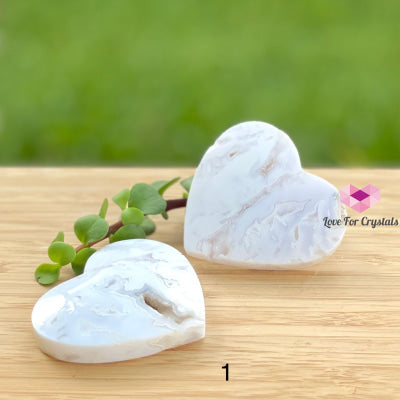 Hearts Carved Flower Agate (White) Per Pair Photo 1