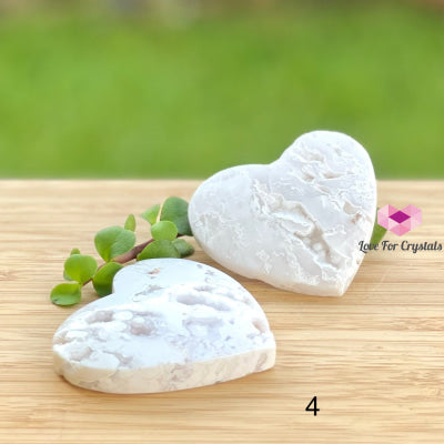 Hearts Carved Flower Agate (White) Per Pair Photo 4