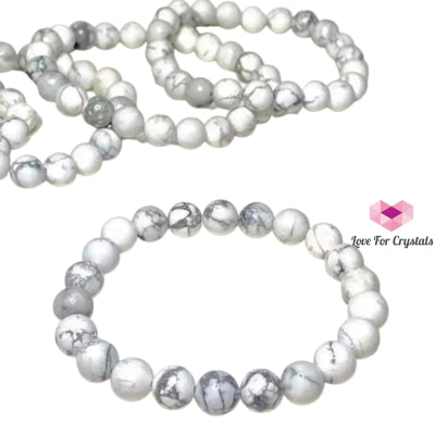 Howlite 8Mm Crystal Bracelet Bracelets & Bangles