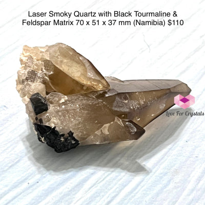 Laser Smoky Quartz With Black Tourmaline & Feldspar Matrix(Namibia) Collectors 70 X 51 37 Mm