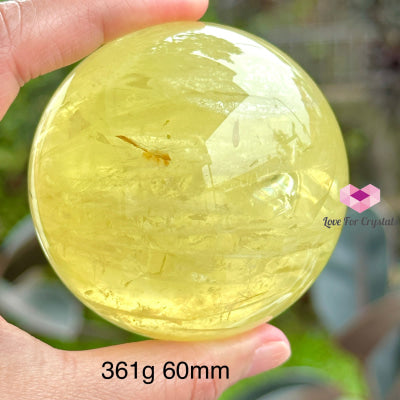 Citrine (Natural) Sphere Aaa (Brazil)With Wooden Stand 361G 60Mm Spheres Crystals