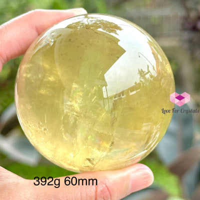 Citrine (Natural) Sphere Aaa (Brazil)With Wooden Stand 392G 60Mm Spheres Crystals