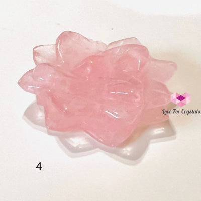 Lotus Flower-Carved Rose Quartz Crystal Carved