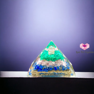 Malachite Rose Quartz Lapis Lazuli With Point Orgonite Pyramid 75Mm (Higher Chakra Activator)
