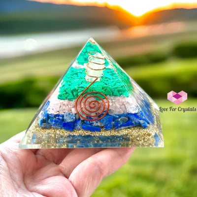 Malachite Rose Quartz Lapis Lazuli With Point Orgonite Pyramid 75Mm (Higher Chakra Activator)