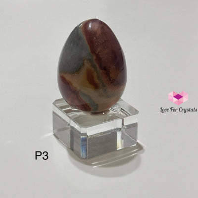 Mini Ocean Jasper Egg with Acrylic Stand (40mm) Brazil P3 Polished crystal