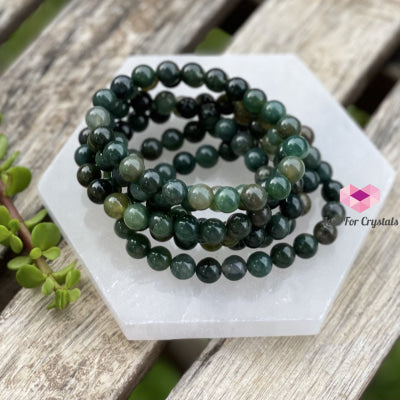 Moss Agate Crystal Bracelet 8Mm