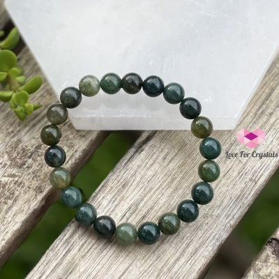 Moss Agate Crystal Bracelet 8Mm