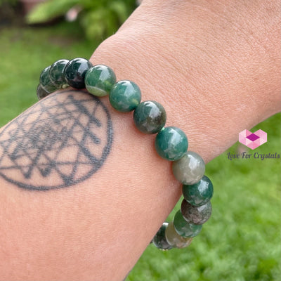 Moss Agate Crystal Bracelet 8Mm