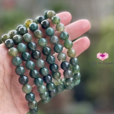 Moss Agate Crystal Bracelet 8Mm