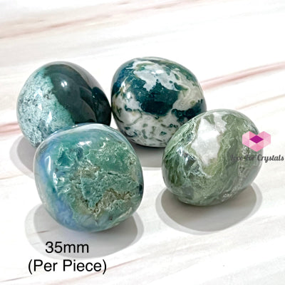 Moss Agate Pebbles (Indonesia) 35Mm (Per Piece) Crystals Stones