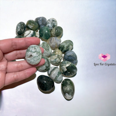 Moss Agate Tumbled Pebbles (30Mm) Per Piece (Money Grows) 30-35Mm (Random Piece) Stone Crystals