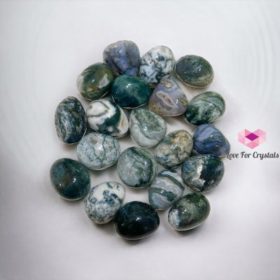 Moss Agate Tumbled Pebbles (30Mm) Per Piece (Money Grows) Stone Crystals